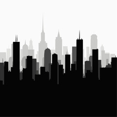 Naklejka premium City Skyline Silhouette at Dawn