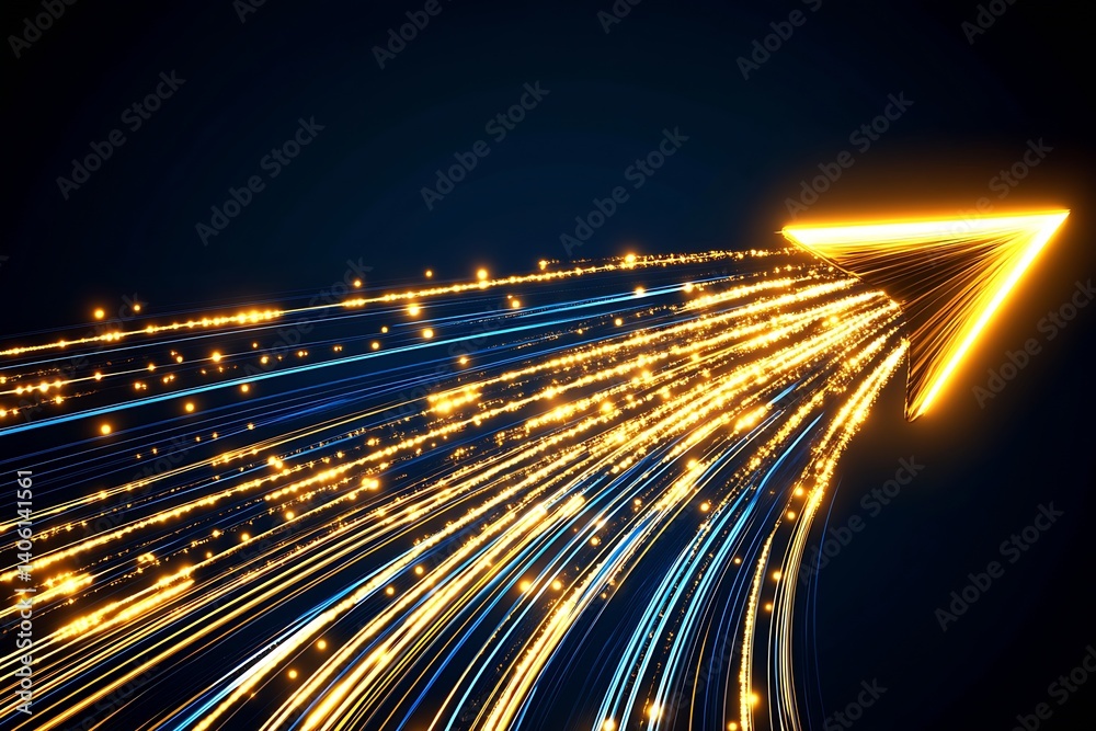 Fototapete Radiant Light Trails Creating a Flowing Arrow on a Dark Background Representing Innovation and Motion : Generative AI