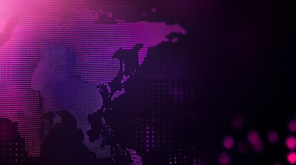 Obraz premium Stylish digital world map design featuring Asia with vibrant neon purple accents for modern illustrations : Generative AI