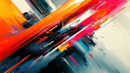 Abstract Vibrant Art with Dynamic Lines and Bold Colors