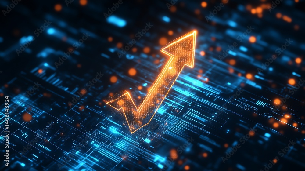 Aufkleber innovative upward arrow graph depicting financial success in a bright digital scene : generative ai