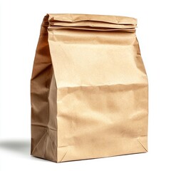Brown paper bag, studio shot, white background, food packaging