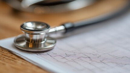 Stethoscope and ECG report medical background
