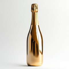 Gold champagne bottle studio shot, white background, celebration