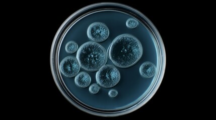 Cultured cells in petri dish close up