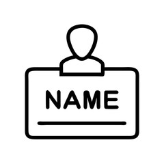 Nametag icon in a minimalist style representing identification on a white background