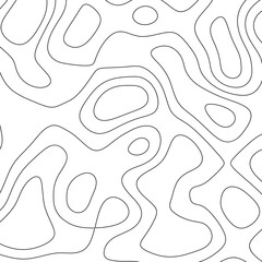 Geometric pattern of topographic contours. Wavy geographic mountain hiking trail relief line map design. Abstract organic lines shape texture. Vector illustration for cartography, mapping, topology