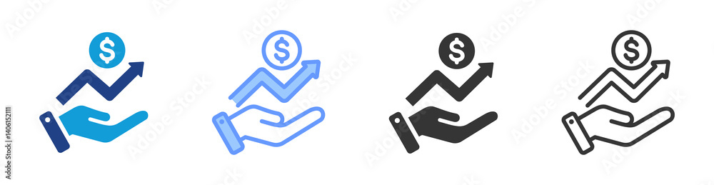 Poster growth icon set multiple style collection