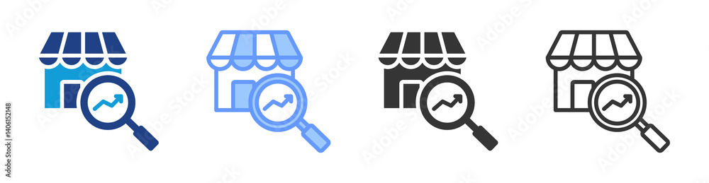 Poster market research icon set multiple style collection