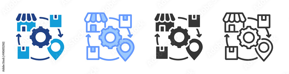 Poster supply chain icon set multiple style collection