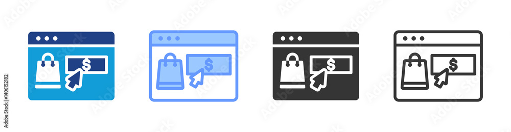 Poster e-commerce icon set multiple style collection