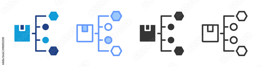 Poster Distribution Channel icon set multiple style collection