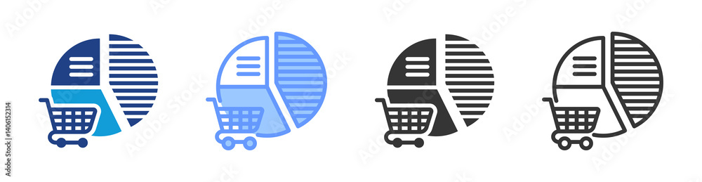 Poster market penetration icon set multiple style collection