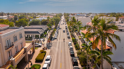 5th Avenue South in Naples Florida Aerial view of street