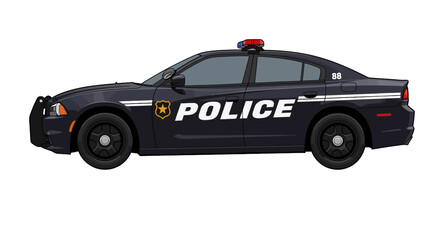 Police Car Modern Patrol Vehicle Cartoon Toy No Background Vector Transparent