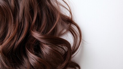 Naklejka premium Wavy brown hair strands against a white background.