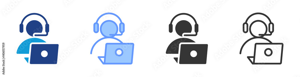 Poster Helpdesk icon set multiple style collection