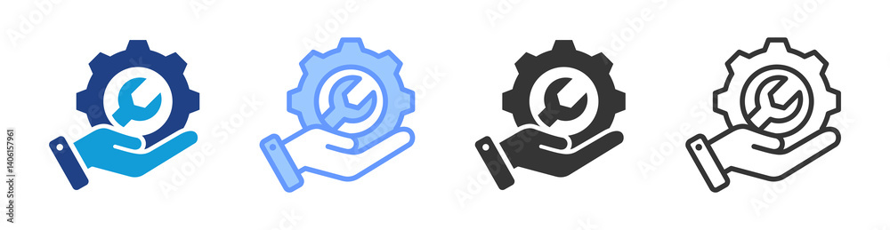 Poster service icon set multiple style collection