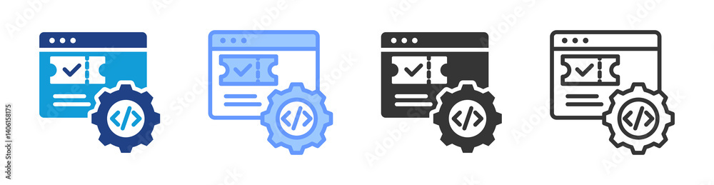 Poster Ticketing System icon set multiple style collection