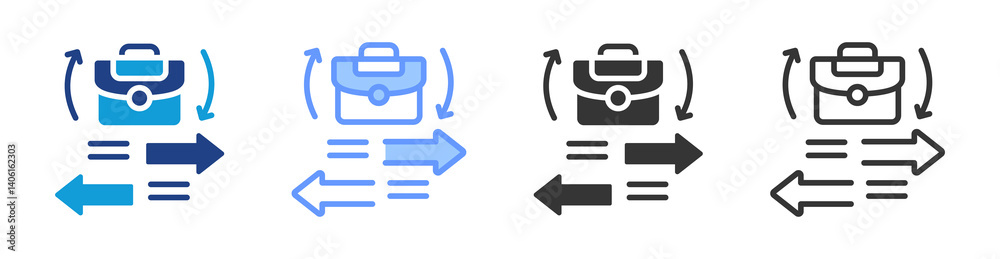 Poster work mobility icon set multiple style collection