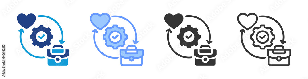 Poster Work Life Integration icon set multiple style collection