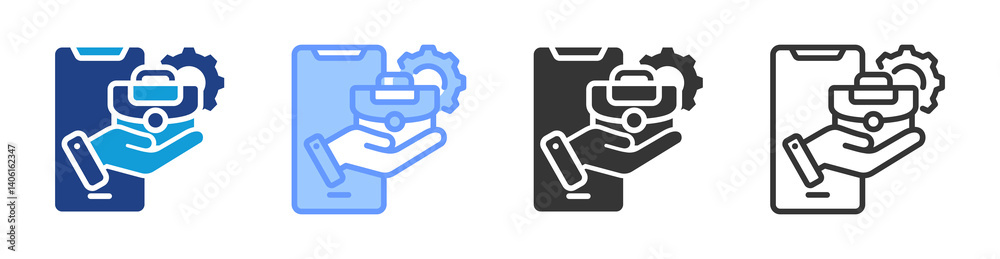 Aufkleber mobile work icon set multiple style collection