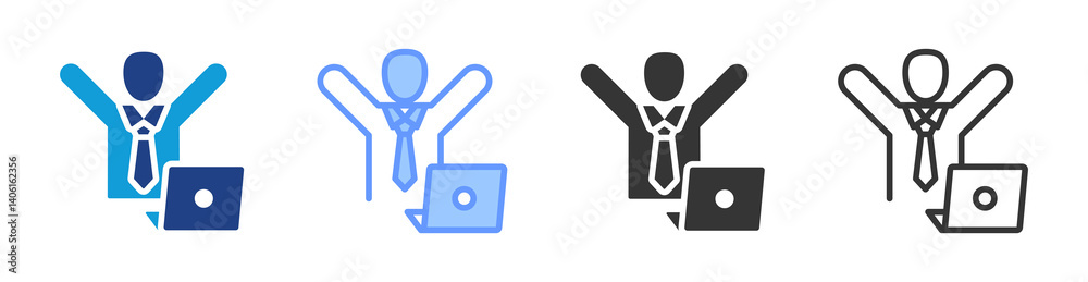 Poster self employed icon set multiple style collection