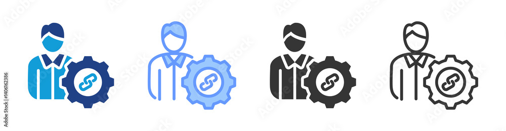 Poster telecommuter icon set multiple style collection