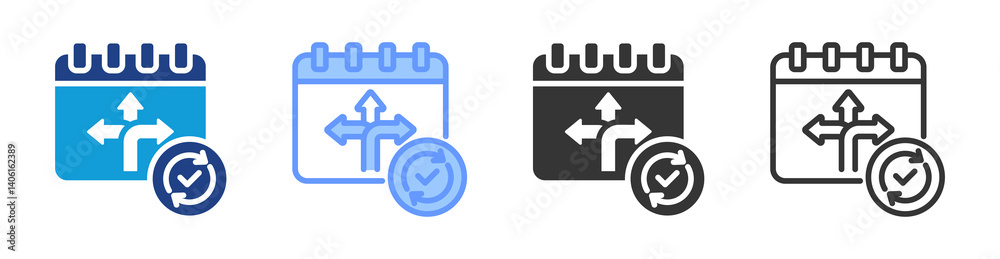 Poster Flexible Scheduling icon set multiple style collection