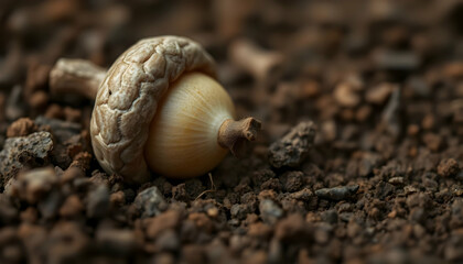 Closeup of Acorn on Dark Ground