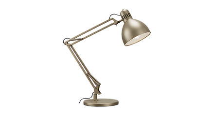 A vintage-style adjustable desk lamp with an articulated arm and a metallic finish on a black backdrop, providing focused lighting.