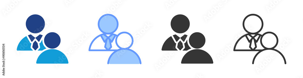 Aufkleber In Person icon set multiple style collection