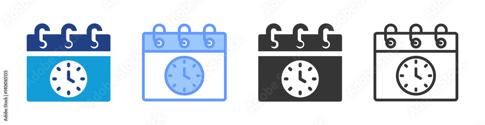 Poster Schedule icon set multiple style collection