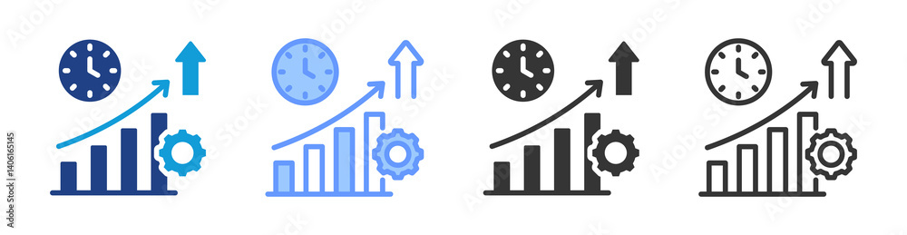 Poster productivity icon set multiple style collection