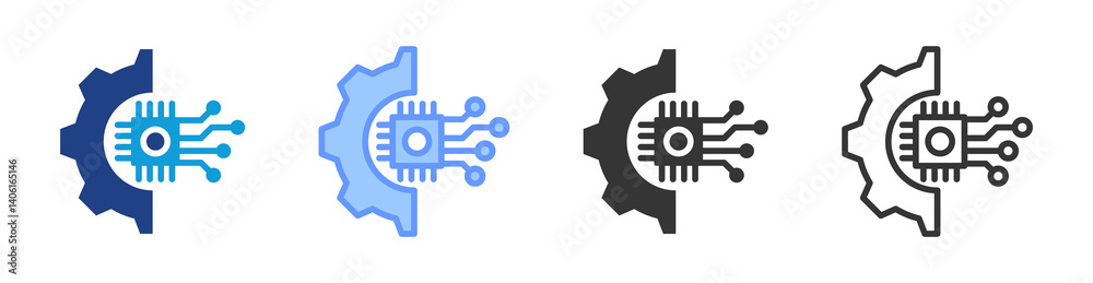 Poster Technology icon set multiple style collection