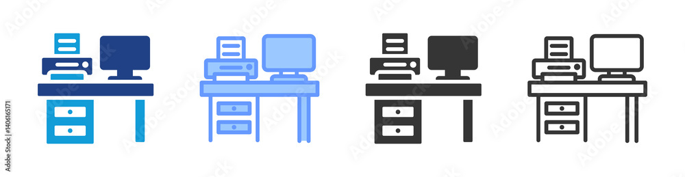 Poster Workspace icon set multiple style collection