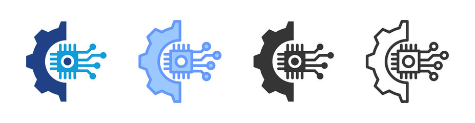 Technology icon set multiple style collection