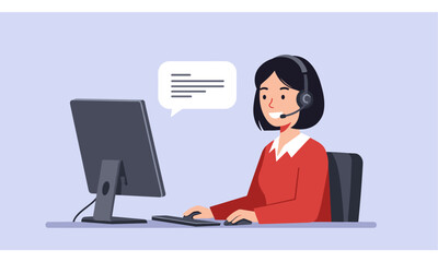 Customer Service: A vibrant illustration captures a professional, diligently assisting, reflecting the modern dynamics of remote customer assistance, focused on seamless communication and support. 