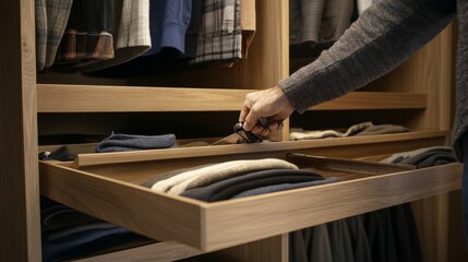 Carpenter cutting wood for a custom closet project. Featuring carpentry and closet building