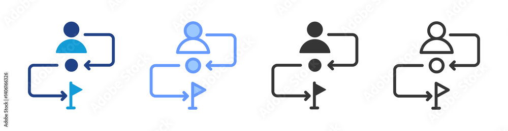 Poster Journey icon set multiple style collection