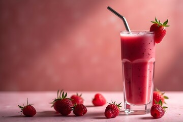 Strawberry smoothie, healthy red fruits