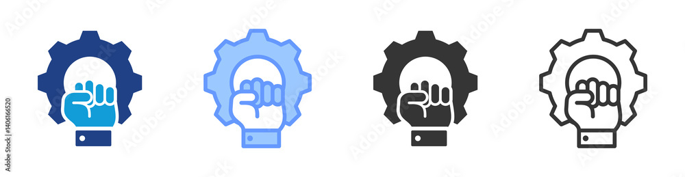 Poster revolution icon set multiple style collection