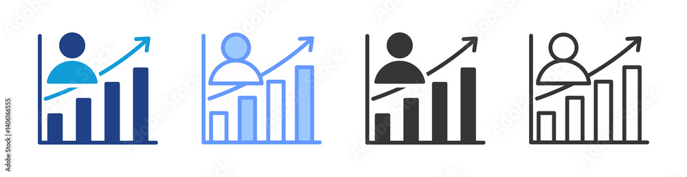 Poster growth icon set multiple style collection