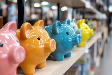 Obraz premium Bright piggy banks representing finance and savings economic security and financial planning