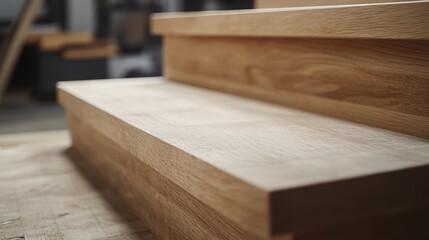 Carpenter cutting wood for a staircase frame in a workshop. Featuring woodworking and measurements