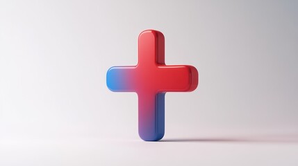 Obraz premium 3D Plus Sign with Gradient Color Transition Modern Design Element for Technology and Business
