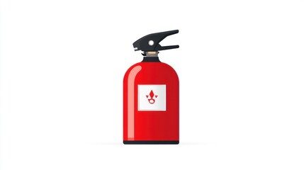 Obraz premium A red fire extinguisher with a safety label ideal for safety and emergency preparedness visual