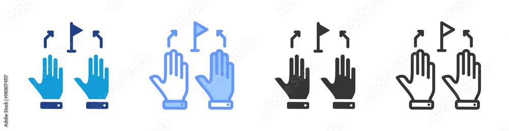 Poster competitor icon set multiple style collection