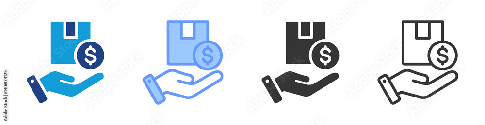 Poster pricing icon set multiple style collection