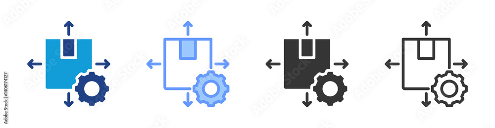 Poster Distribution icon set multiple style collection